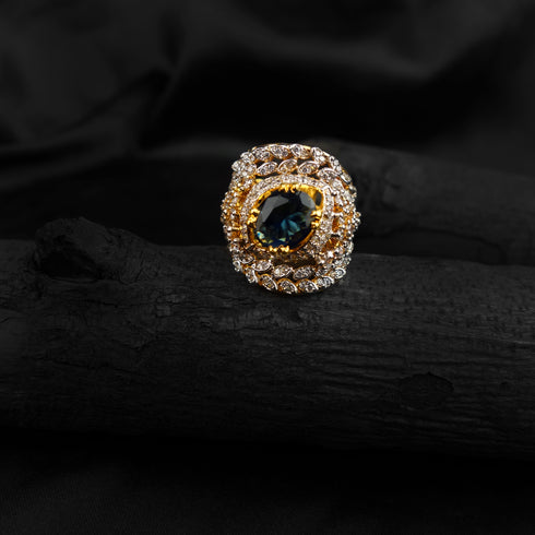 Blue Sapphire With Topaz Silver ring-DS 68